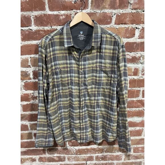 Kuhl Shirt Mens Extra Large GRAY Flannel Fugitive Plaid Long Sleeve Hiking - Picture 1 of 6